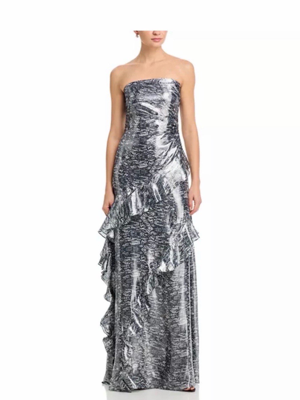 NWT - Ramy Brook Dominika Gown Navy Lurex SZ 14